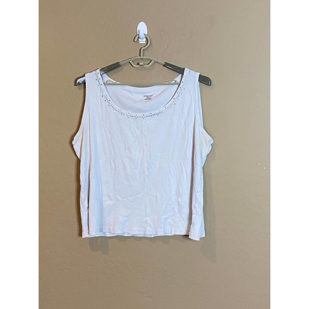 St John's Bay White Rhinestone Tank Top - Size 3X